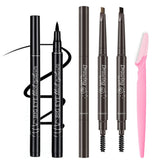 4 PCS Customized Eyebrow Enhancer Kit,Including 1 Black Eyeliner, 1 Black Eyebrow Pencil,1 Light Brown Eyebrow Pencil and 1 Eyebrow Razor #20230901